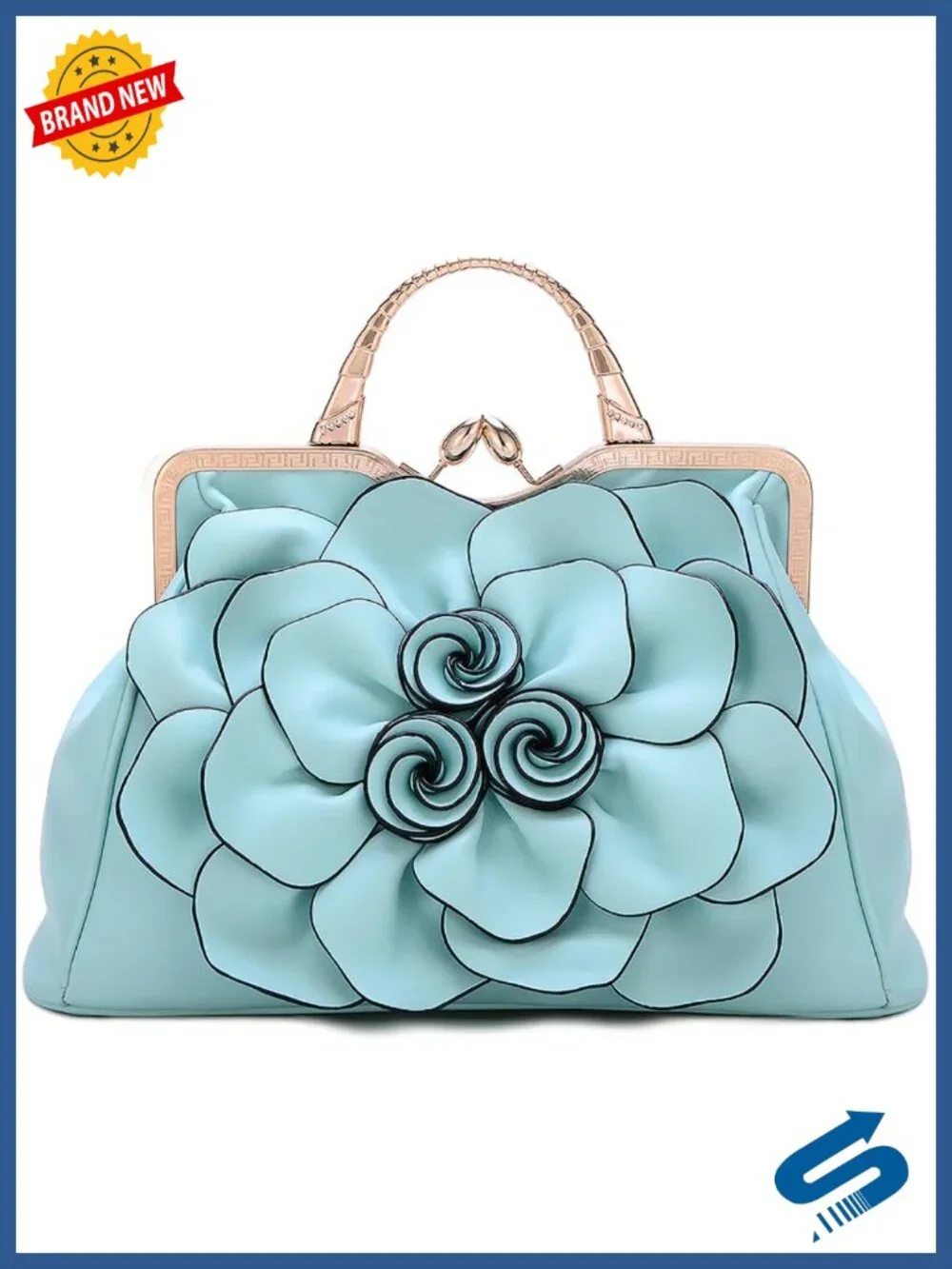 Women's Floral Evening Clutch with Detachable Chain Strap - PU Leather